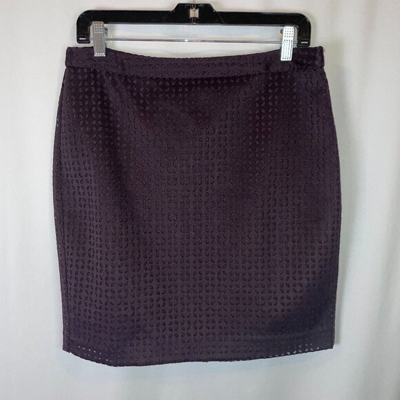 Banana Republic Pencil Mini Skirt Size 8 Purple Plum Laser Cut Lined Back Zip - Picture 3 of 11